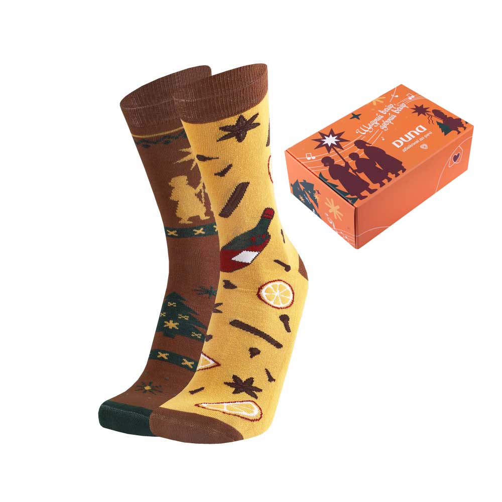 Набор носков «Щедрий вечір» из 2-х пар, махровый след DUNA 1631
