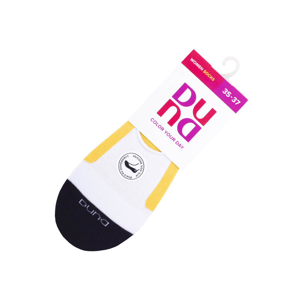 Подследники женские с силиконом на пятке с хлопка, желтого цвета DUNA 3133