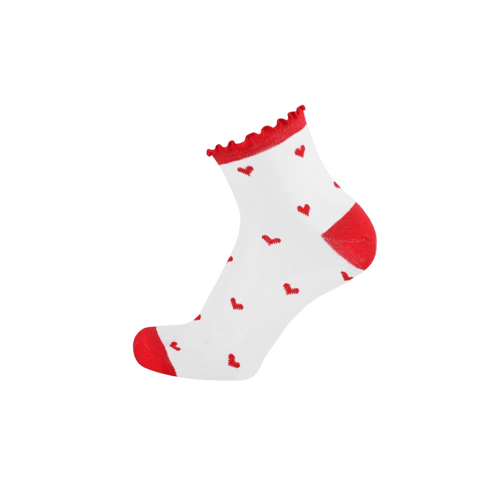 Прозрачные носки в сердечка, капроновые DUNA 3400