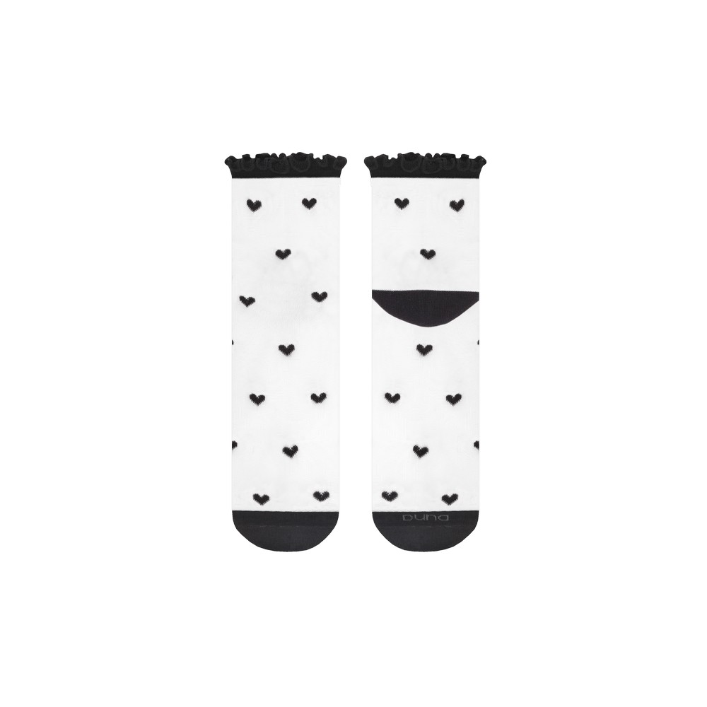 Прозрачные носки в сердечка, капроновые DUNA 3400