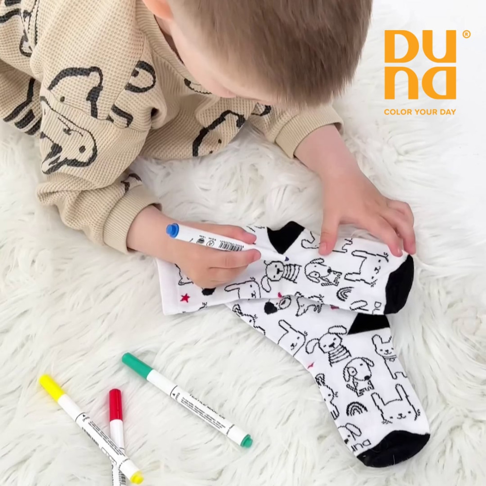 Набор носки детские "Раскраска" и маркеры для текстиля DUNA 4095-1